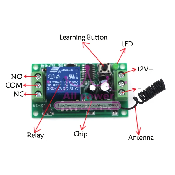 2 CH 12V 3 in 1 Wireless Remote Control Switch Relay Controller Learning code