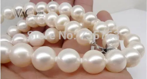 

HOT 0014919 HUGE 18"12-15MM NATURAAL SOUTH SEA GENUINE AAA PERFECT ROUND WHITE PEARL NECKLACE