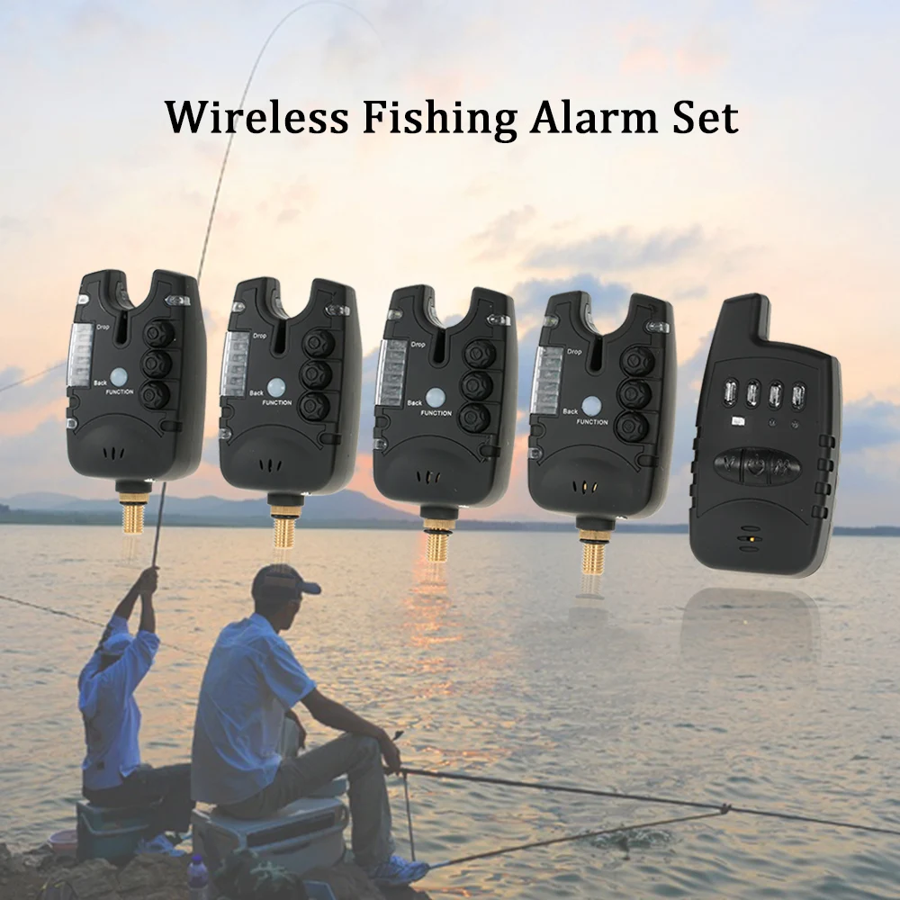 Рыболовный Электронный светильник индикаторный звонок 1+ 4 набора Lixada для рыбалки, сигнализатор укуса, 4 светодиодный беспроводной приемник для ловли карпа
