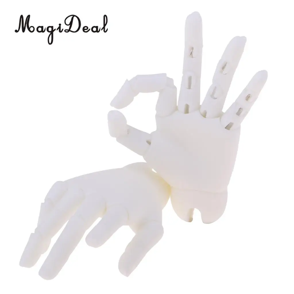 1/4 Resin Flexible Jointed Hands for BJD Dolls DIY Making Accessories White Skin