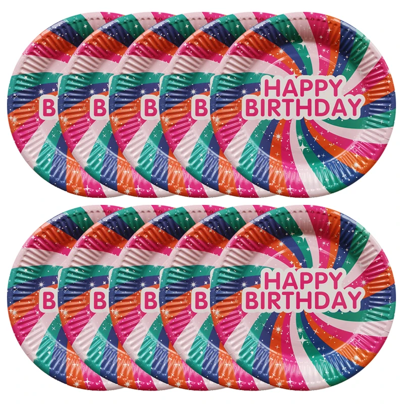 

children boys girls Birthday party disposable plate fruit plate cake tray 7 inch birthday party decorations adult
