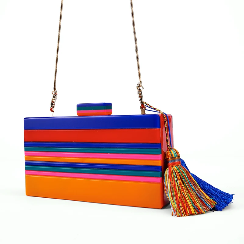 

Stripe Bag New Designer Clutch Famous Brand Women Clutch Transpare Women Envelope Evening Gold Clutch Purse Acrylic Box Clutch