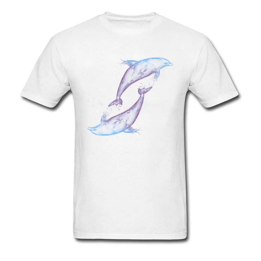 Dolphins New Arrival Short Sleeve Simple Style Top T-shirts Pure Cotton Round Collar Men Tops Tees Crazy Sweatshirts Labor Day Dolphins white