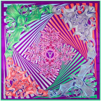 

Sky Blue Chinese Roses Large Square Scarves New Female Elegant Large Silk Scarf Fashion Ladies Accessories 130*130cm