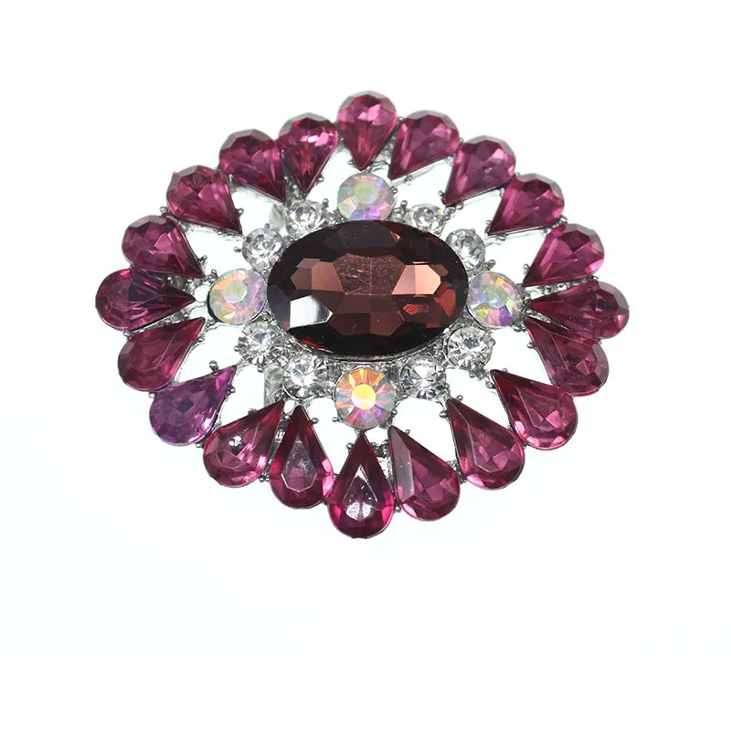 

Золотистые металлические броши с фиолетовыми кристаллами Свадебные булавки с цветами булавка сзади