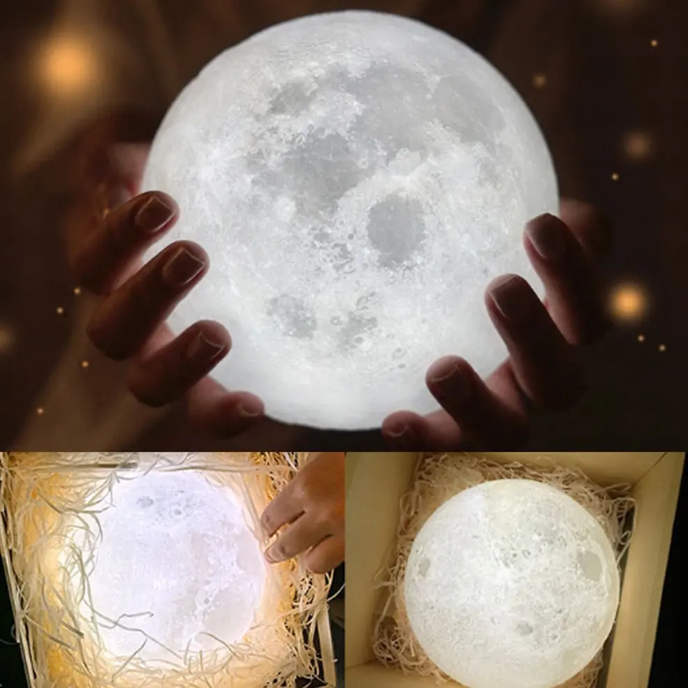 

3D Print Unique Moon Lights Night Light Moon Light Touch Control Charging LED 13CM