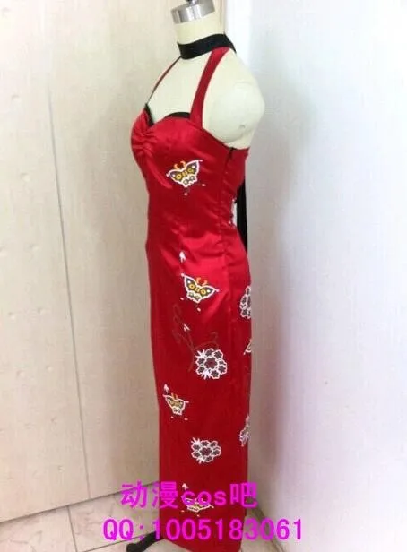 Ada Wong Red Cheongsam Qipao Cosplay Costume Custom Long Prom Dresses with Holster Sexy