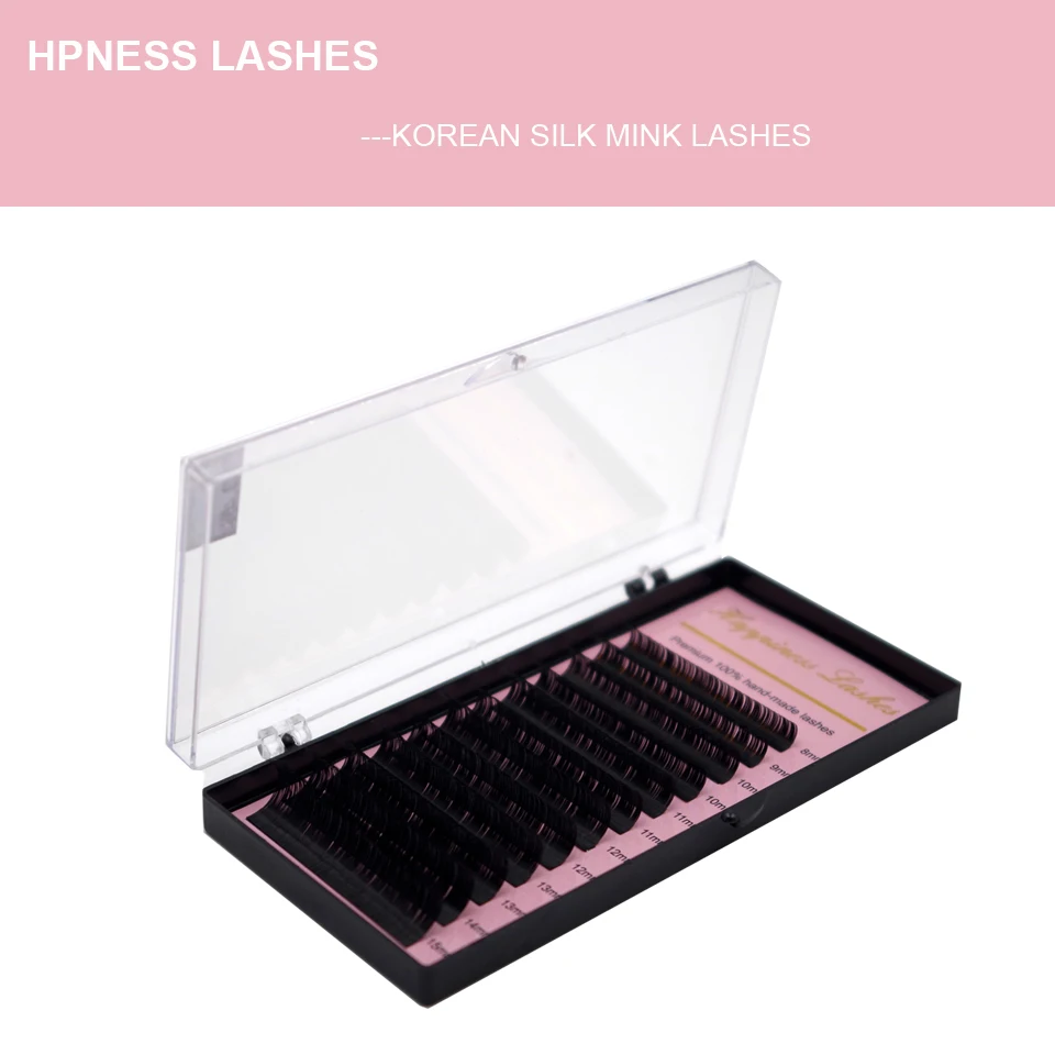 

HPNESS Eyelash Extension 4 trays 0.05-0.15 All Sizes Individual Lashes Soft Silk Mink Eye Lashes Extension Beauty Tools