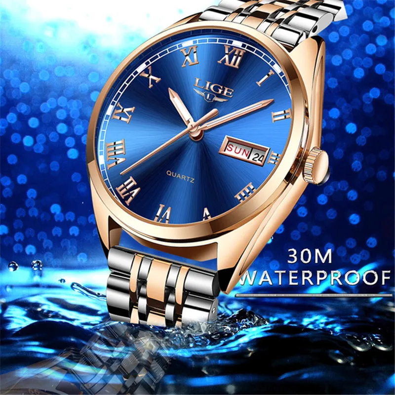 

New LIGE Men's Watches Top Brand Luxury Men Military Sport Watch Mens Stainless Steel Waterproof Watch Quartz Clock Relogio+Box