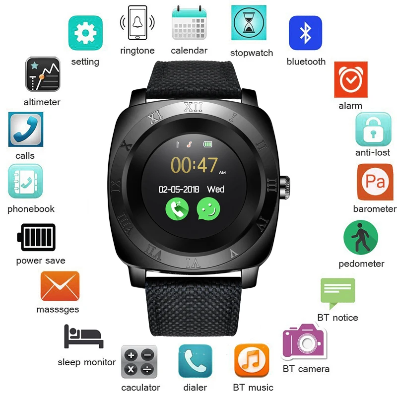

BANGWEI 2018 New Bluetooth Smart Watch Men Sport Pedometer Waterproof Digital Watch Sleep Monitoring Anti-lost Men Wristwatch
