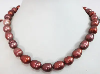

HOT## Wholesale FREE SHIPPING >>> HU 18"12-15MM NATURAL AUSTRALIAN SOUTH SEA GENUINE CHOCOLATE PEARL NECKLACE 14K