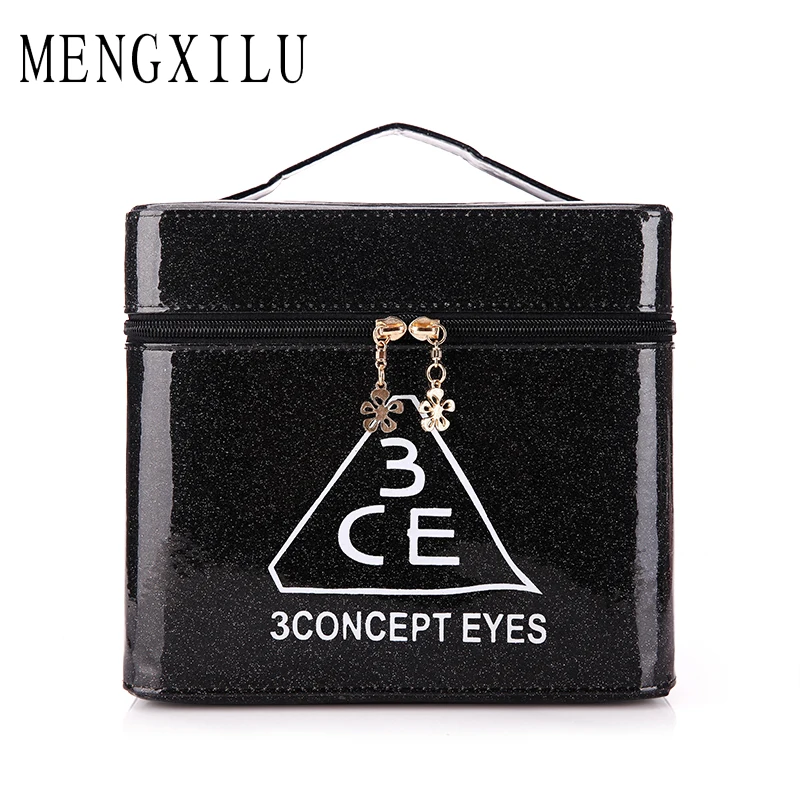 MENGXILU Women S Folding Professional Cosmetic Bag Portable Vanity Cosmetic Cases Travel Storage Box Large Capacity