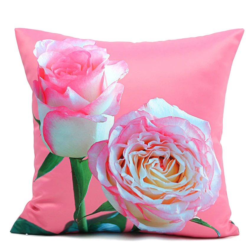 3D Cushion Covers Home Decorative Pillow Covers Pink Flower Rose