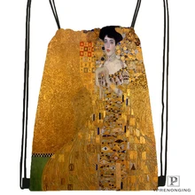Custom Gustav Klimt Painting Drawstring Backpack Bag Cute Daypack Kids Satchel (Black Back) 31x40cm#180531-02-65