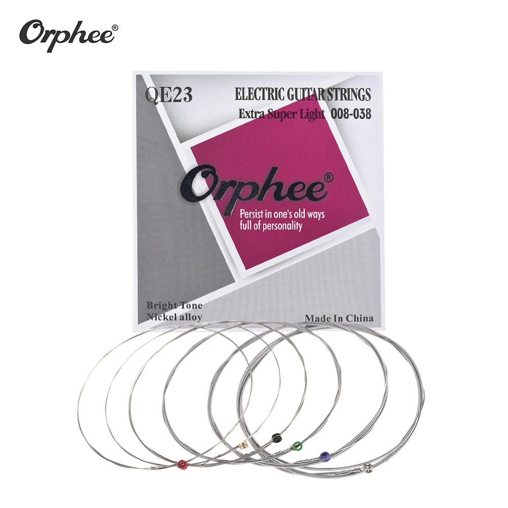 Orphee QE23 электрическая гитарная струна 6 шт./компл.(. 008-.038) шестиугольная стальная ядро никелевого сплава Экстра супер легкое натяжение