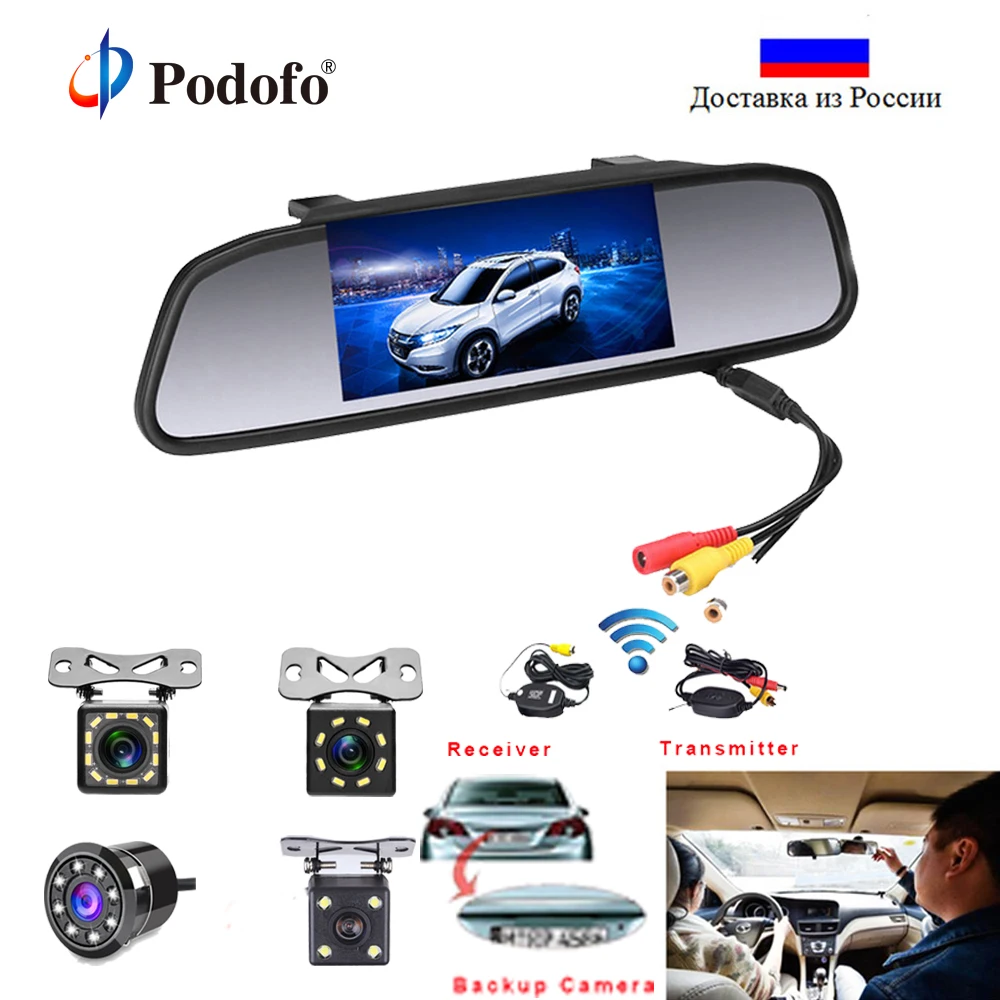 Podofo 4 3 Inch TFT LCD Car Rear View Mirror Monitor for Backup font b Camera