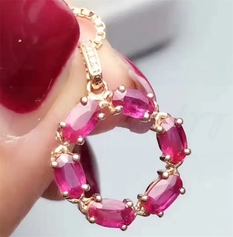 Natural ruby necklace pendant Free shipping 925 sterling silver Natural