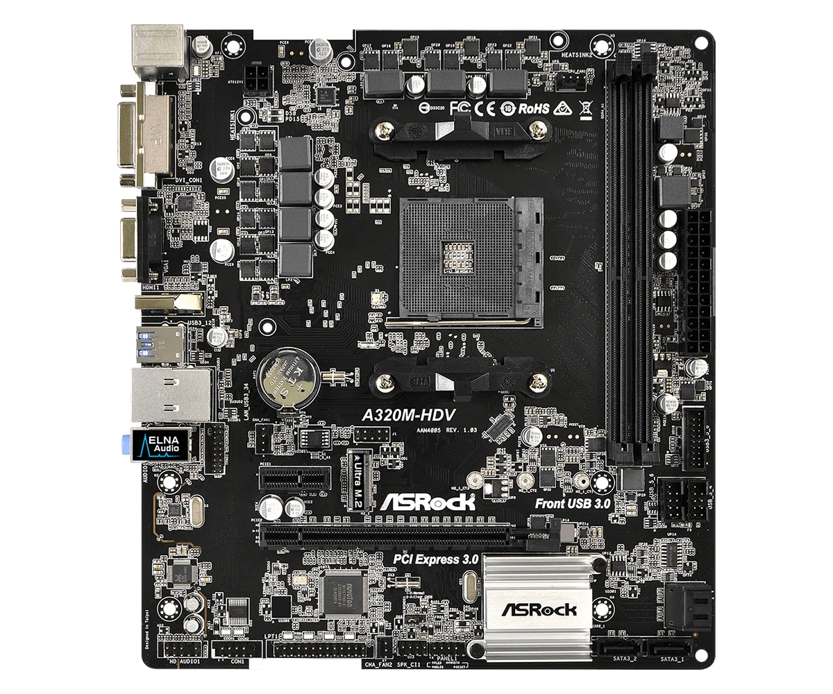  Voll neue ASROCK AMD A320 Chipset AM4 Interface A320M-HDV Desktop PC Motherboard Micro-ATX
