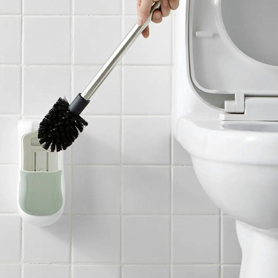 

Nail Wall Mount Semi-automatic Open Cover Toilet Brush set Home 318g Blue, Green, Pink with Base