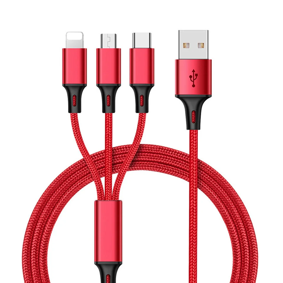 3 في 1 المصغّر usb نوع C متعددة كابل الشاحن ل Xiaomi Redmi ملاحظة 5/S2 سامسونج A60 S9 الهاتف المحمول سلك USB USB-C شحن كابل