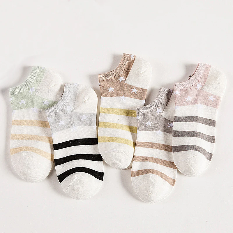 HSS Брендовые женские хлопковые носки летние в полоску Coolmax Hommes Chaussettes Invisibles под