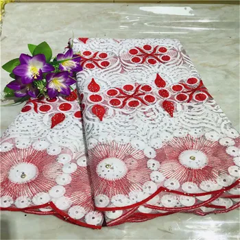 

white&re African Lace Fabric2019 High Quality Lace Heavy African Guipure Cord Lace Fabric With lots of Stones For Nigerian Women
