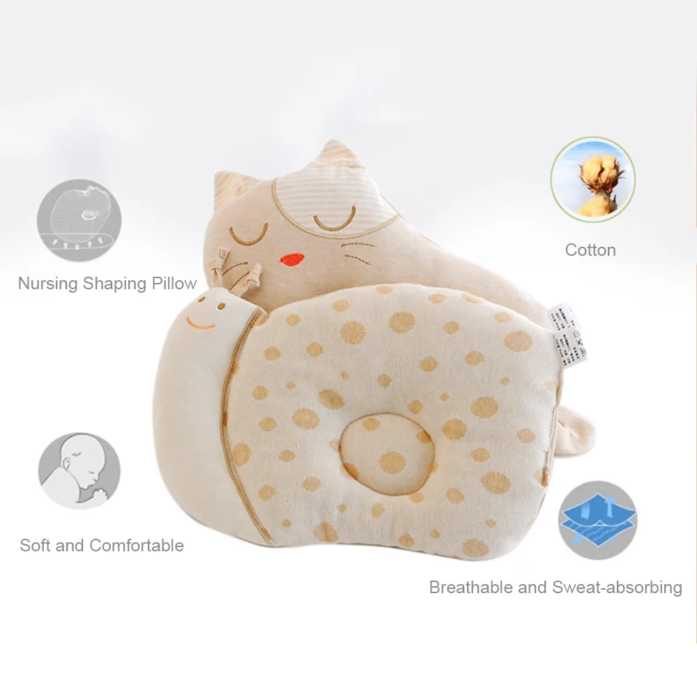 Cute Newborn Baby Pillow Infant Sleep Positioner Prevent Flat Head Shape Support Cotton Infant Pillow
