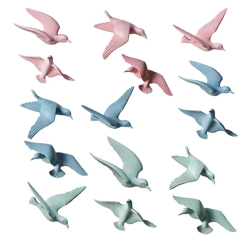 Home Decorative Resin 3D Handmade Flying Seagull Birds Crafts Wall Art Sculpture Hanging Decor