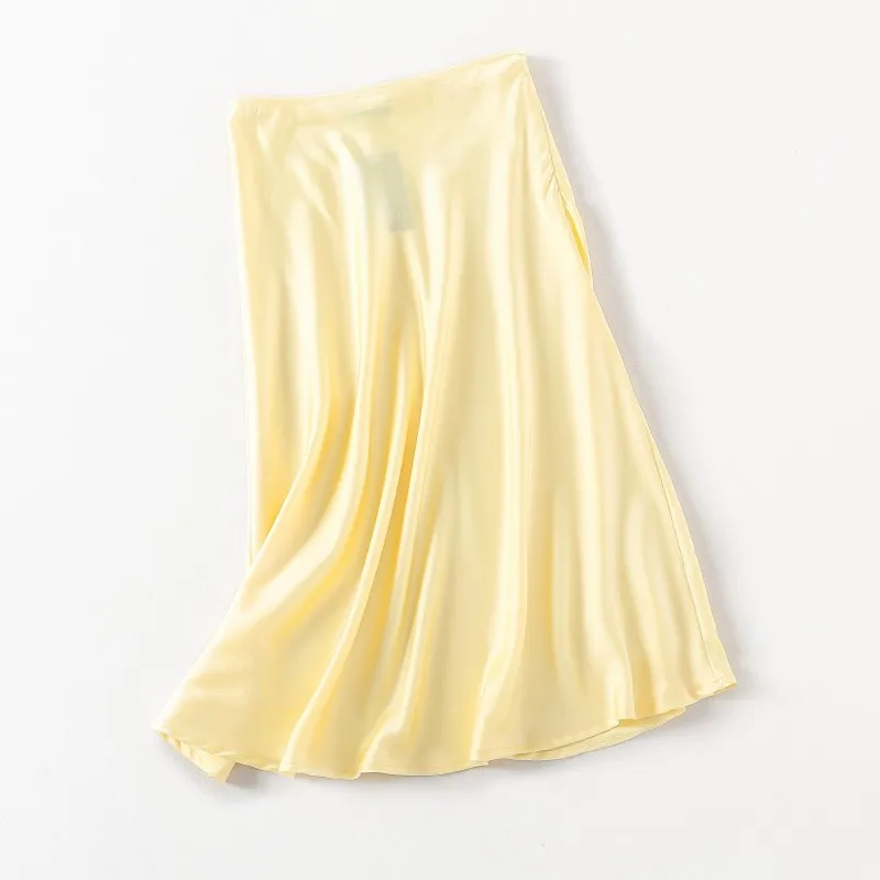 Boho винтажная трапециевидная юбка с высокой талией, Женская юбка миди, уличная сатиновая юбка, Женская юбка из искусственного шелка, летняя коллекция, уличная одежда