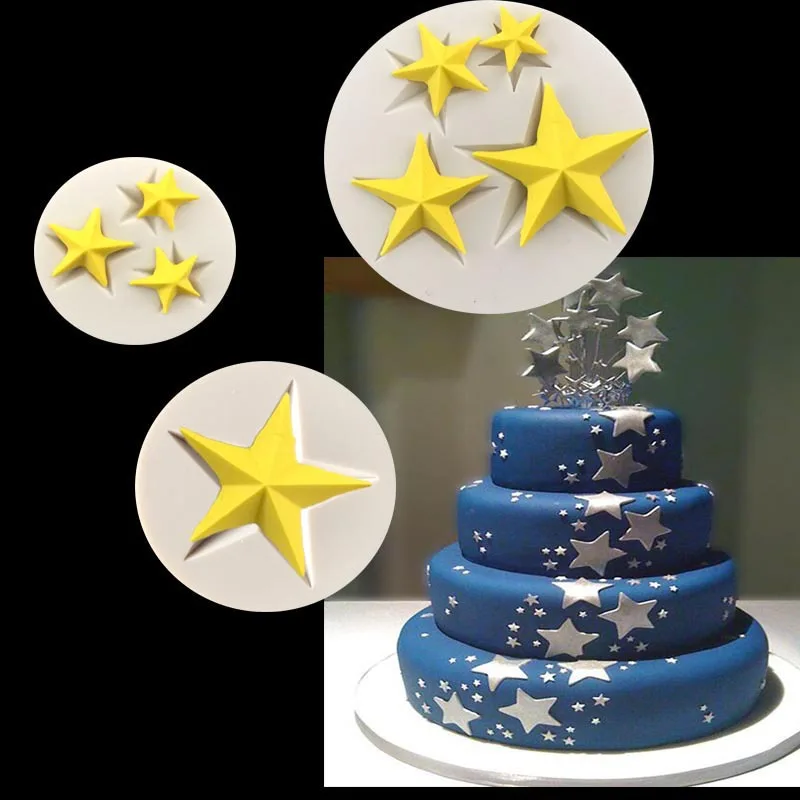 3D форма звезд силиконовая Gumpaste шоколадная фимо глина конфеты формы помадка