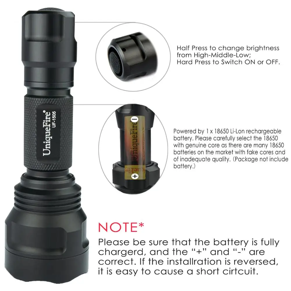 UniqueFire 1505 IR 850nm 3 режима светодиодный светильник с ночным видением инфракрасный