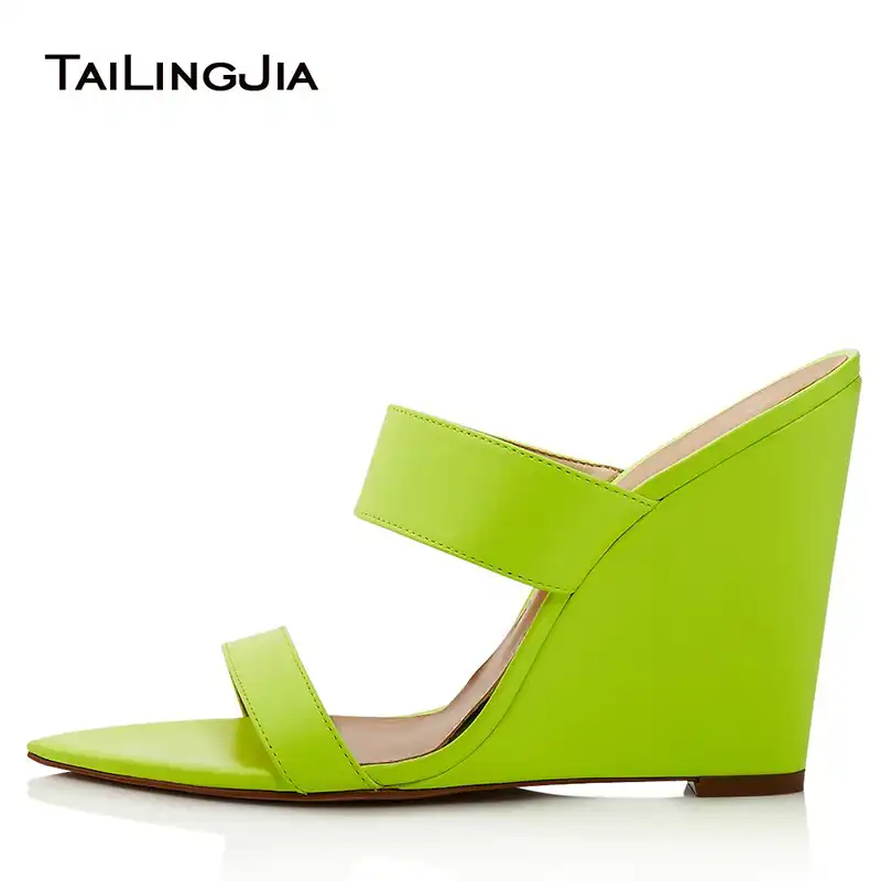 neon green wedges