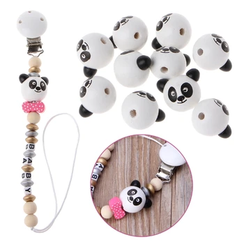 

10Pcs 24mm Wooden Bear Head Teething For Baby Pacifier Chain Chew Beads DIY