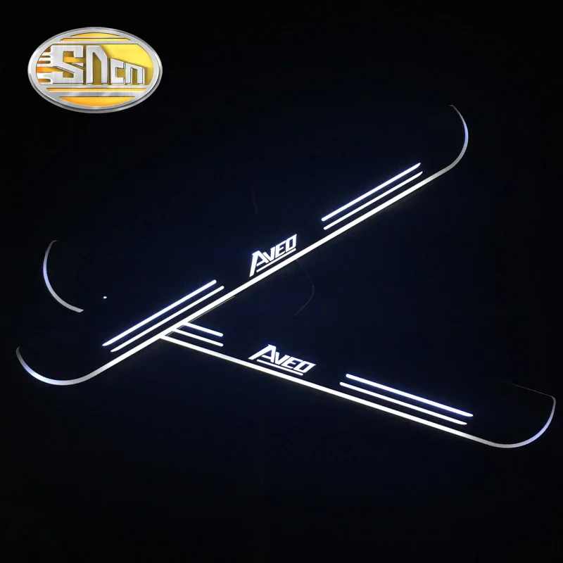 

SNCN 4PCS Acrylic Moving LED Welcome Pedal Car Scuff Plate Pedal Door Sill Pathway Light For Chevrolet Aveo 2015 2016 2017 2018