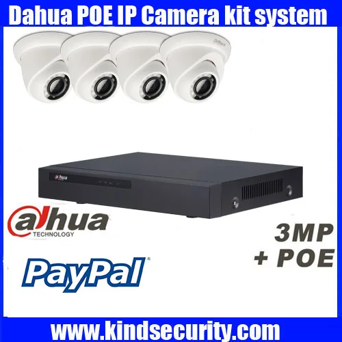 Dahua 4CH CCTV Security System 1080P NVR4108H-8P 3MP outdoor Camera Video Surveillance 4pcs IP cameras HDW1320S | Безопасность и
