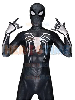 

ps4 insomniac spiderman costume Black Spandex Movie spidey Cosplay catsuit Halloween zentai suit adult/kids Can custom made