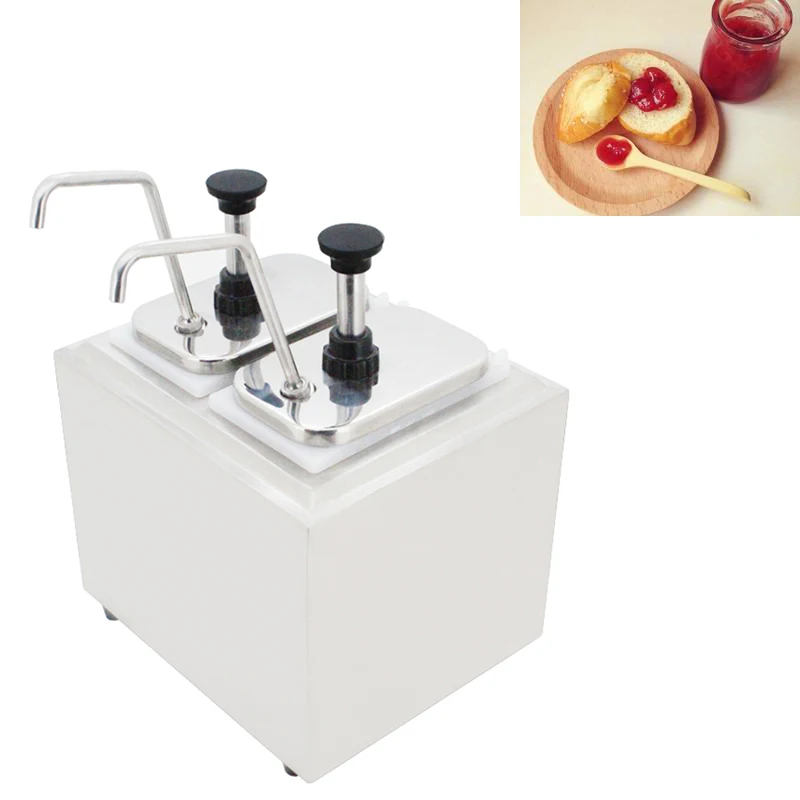 

Commercial 2 Bucket Sauce Dispenser Pump Squeeze Condiment Dispensing Machine Chocolate Sauce Jam Filler with Pump Head