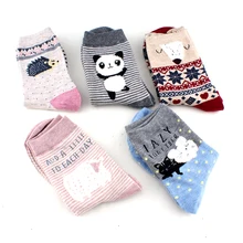 Осень Зима Ретро олень узор кролик шерсть носки для женское утепленное плотное тепловое милое дизайн с котом из мультфильма дропшиппинг хлопок