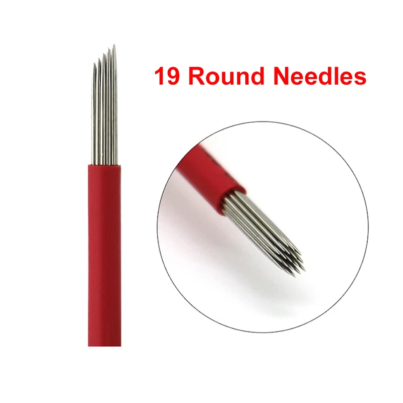 50Pcs Bevel 19 Pin Round Microblading Needles Permanent Makeup Eyebrow Tatoo Blade For 3D Embroidery Manual Tattoo Pen Machine