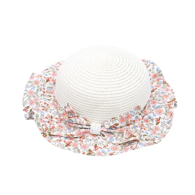 Повседневная летняя кепка для девочек, От 0 до 12 лет, модная шляпа от солнца, милые детские соломенные шляпы, соломенная Кепка с цветами и сумочка, пляжная шляпа для мальчиков - Цвет: I4-48cm-6M-2Y