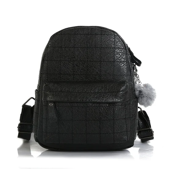 DIDA BEAR, женские кожаные рюкзаки, школьный рюкзак для девочек-подростков, Женская клетчатая дорожная сумка, рюкзак, Mochila, модная черная сумка - Цвет: Черный