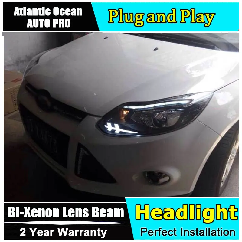Ксеноновые фары для ford focus 2012 2014 Focus HID KIT kit bi xenon объектив СВЕТОДИОДНЫЙ DRL