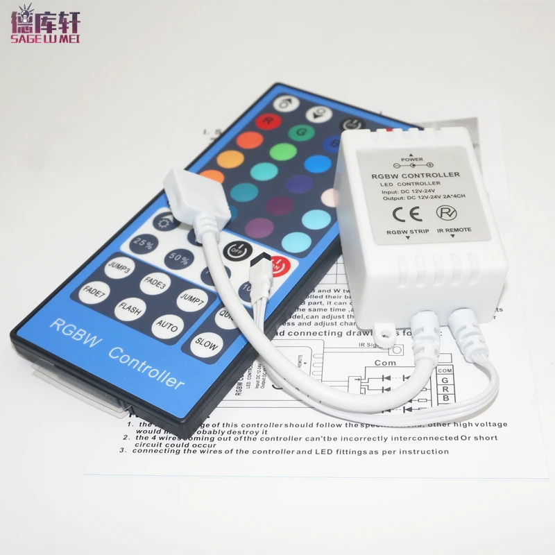 

1pcs 4 Channels 4CH DC12V-24V LED RGBW Controller Dimmer 40 Keys IR Remote Control For RGBW RGBWW 5050 SMD LED Strip light