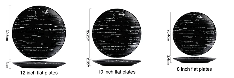 Керамический поднос для еды, черная мраморная тарелка, столовый набор для еды, нордический стейк, паста, Рождественский ужин, плоская тарелка, столовая посуда, 1 шт