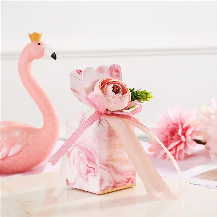 2019New романтичный розовый цветок конфеты коробки поставляются с цветами для свадьбы или дня рождения торжественный случай подарки хранения 10 шт/партия - Цвет: pink marble