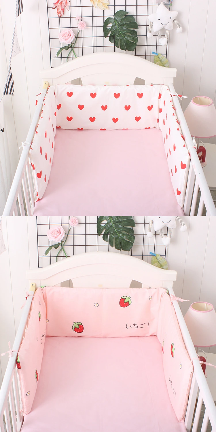 Pink Strawberry Thick Baby Bed Crib Bumpers 180 28cm One Piece U
