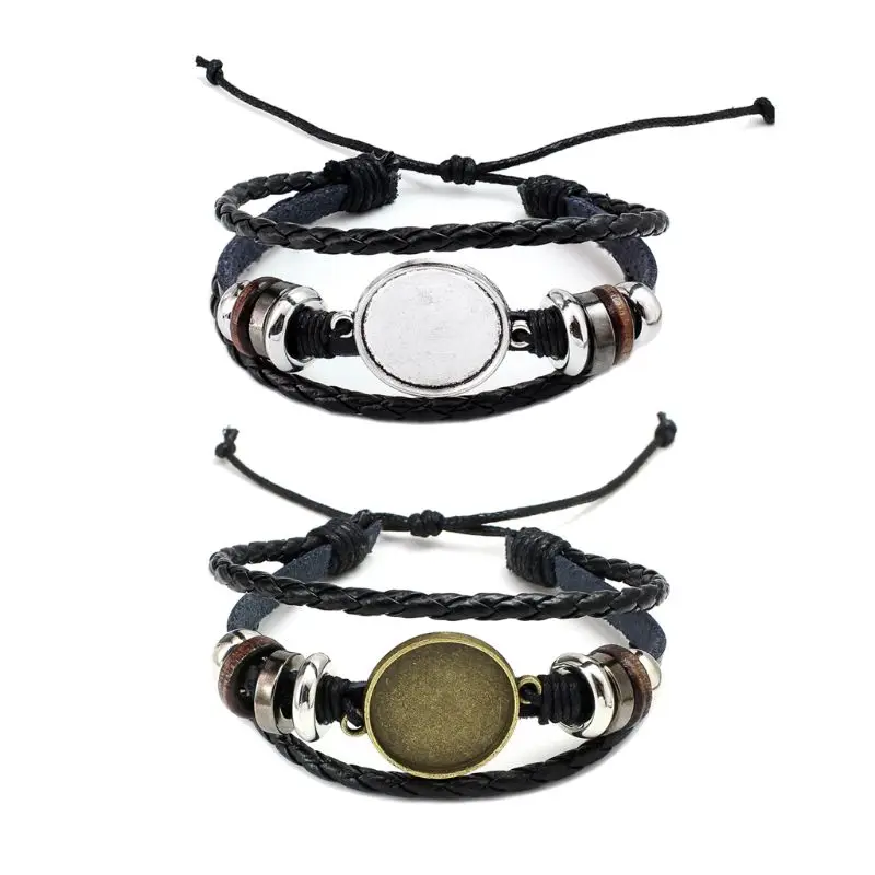 

Unisex 20MM Round Photo Glass Cabochon Bracelet Setting Base Bezel Tray Jewelry Making bracelets DIY for women and men W77