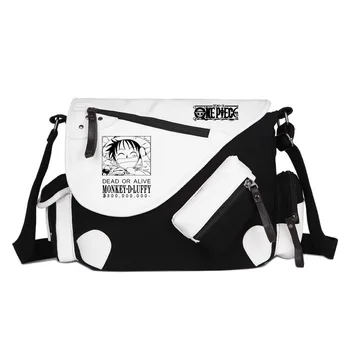 

One Piece Anime Men Messenger Bags Canvas Leather Women Vintage Handbags Travel Shoulder Bags 13 Inch Laptop Schoolbag