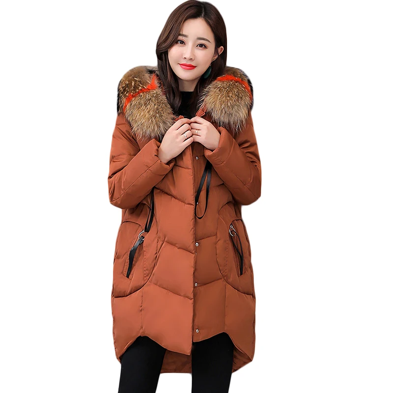 2019 Fur Collar Big Size 5XL Women Winter Hooded Coat