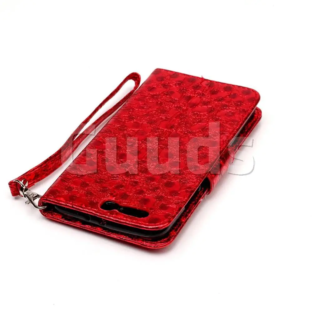 Luxury Laser Butterfly Optical Maser Leather Wallet Case for Huawei P10 Plus - Red